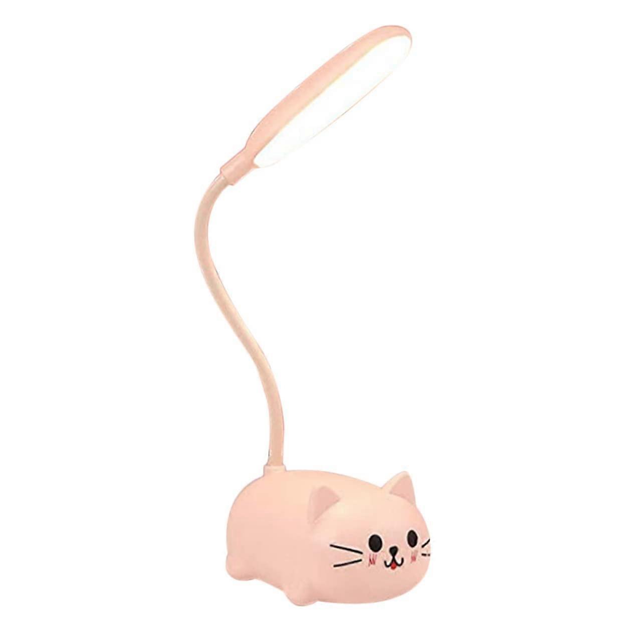 Cute Pink Cat Desk Lamp USB Rechargeable Eye-Caring Night Light Portable Reading Light