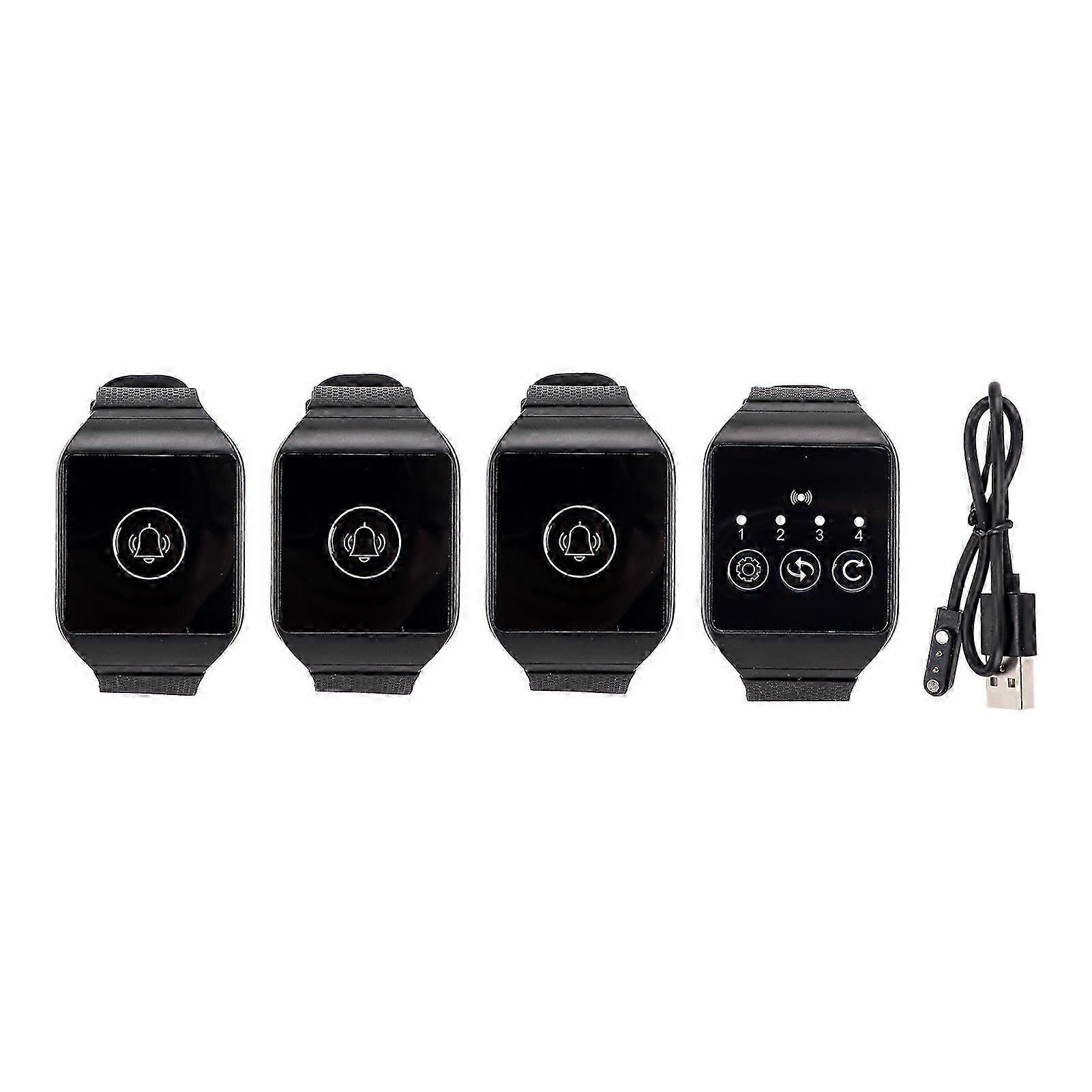 Wireless Wrist Pager IPX7 Waterproof 433.92MHz for Restaurant Paging System 3 in 1