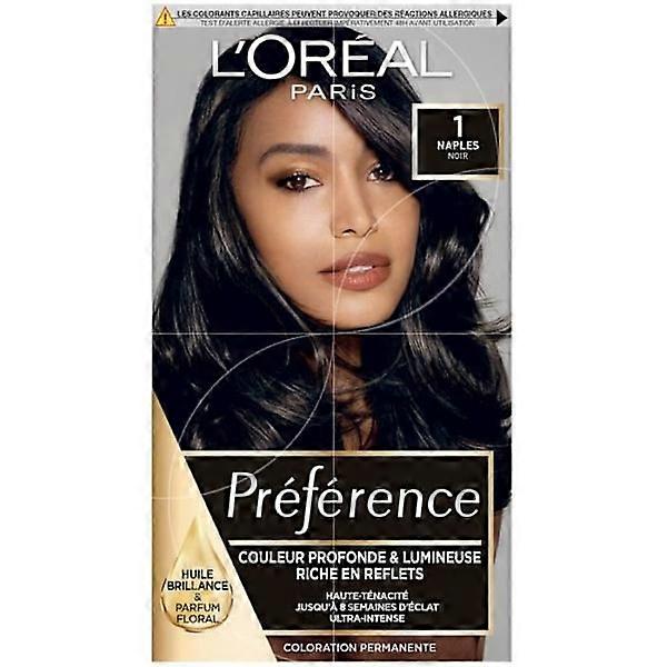 Färbung – L'Oréal – Préference 1 – Black Napoli – Permanent – 100 % Abdeckung von weißem Haar Noir napoli