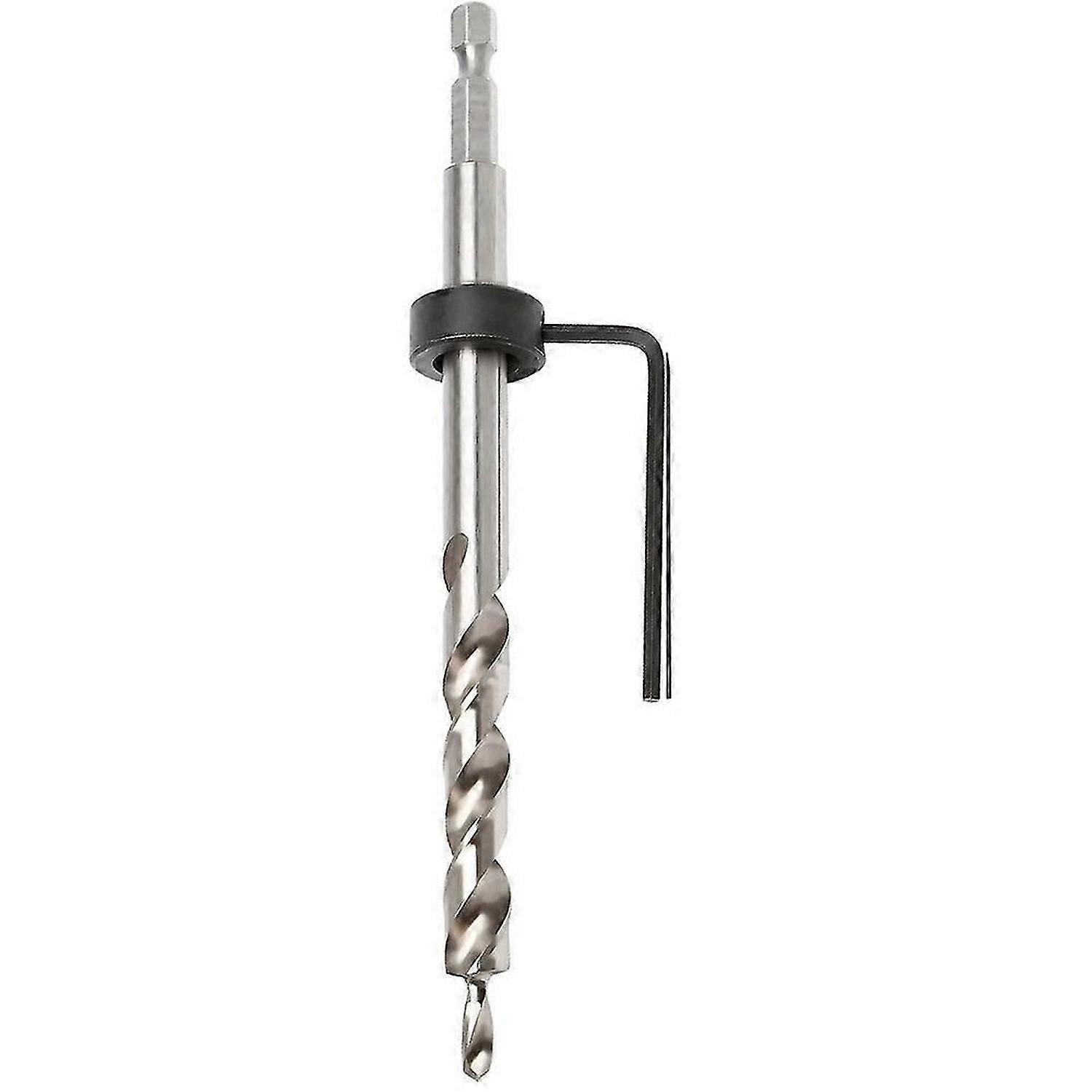 3/8" 9.5mm Hex Twist Step Drill Bit Set with Depth Stop Collar Hole Drill Jig Guide,Silver