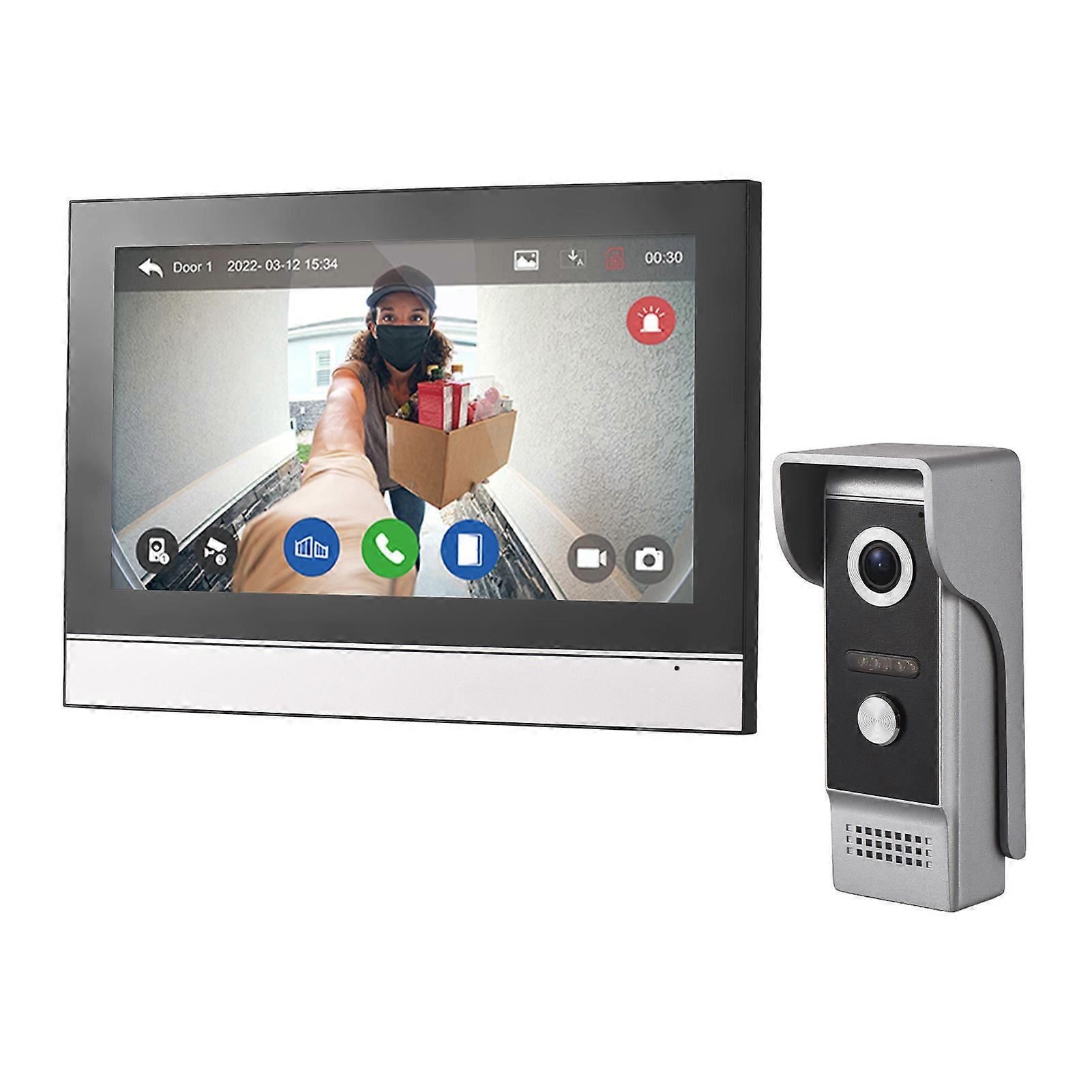 1080P Wireless Video Doorbell Camera with Monitor TY APP WiFi 10 Inch Large Touch Screen Video Door Phone Camera Kits Dual-Way Intercom Electronic Ph