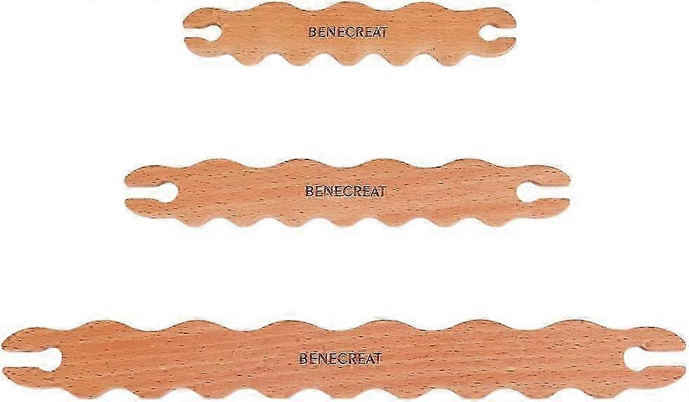 2025 3 Pcs Wooden Weaving Tool Wavy Stick Shuttles Beech Wood DIY Weaving Tool Shuttles Weaving Stick for Crafts Knitting Projects 5.9/7.68/11.6 Inch