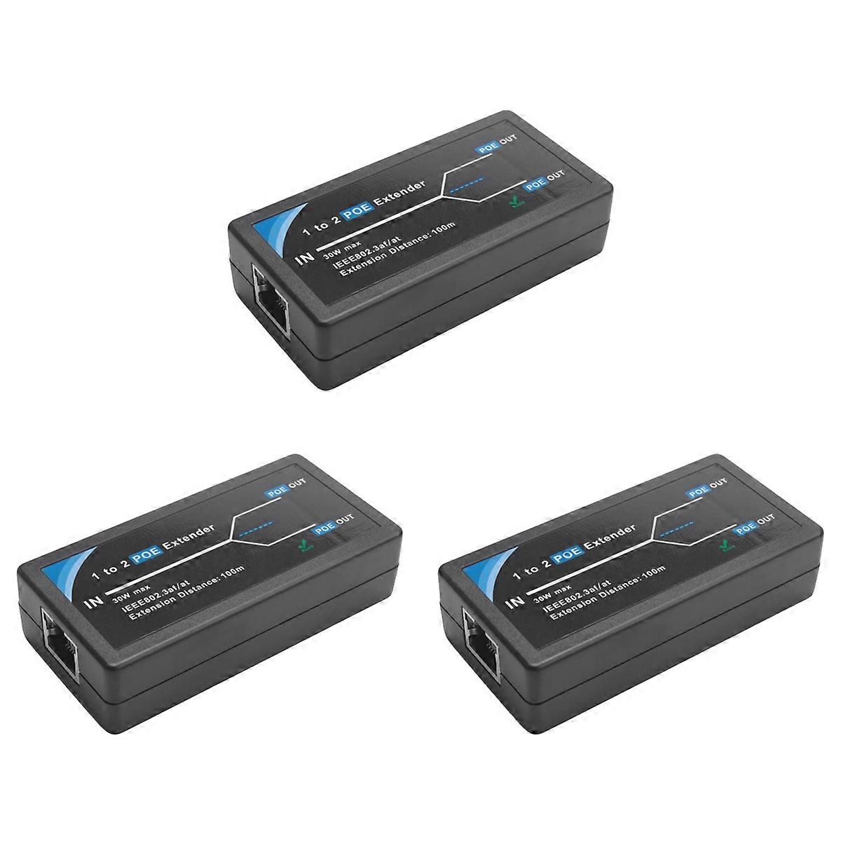 3X 2 Port POE Extender 10/100Mbps with IEEE 802.3Af Standard Input/ Output for IP Camera Extend 100