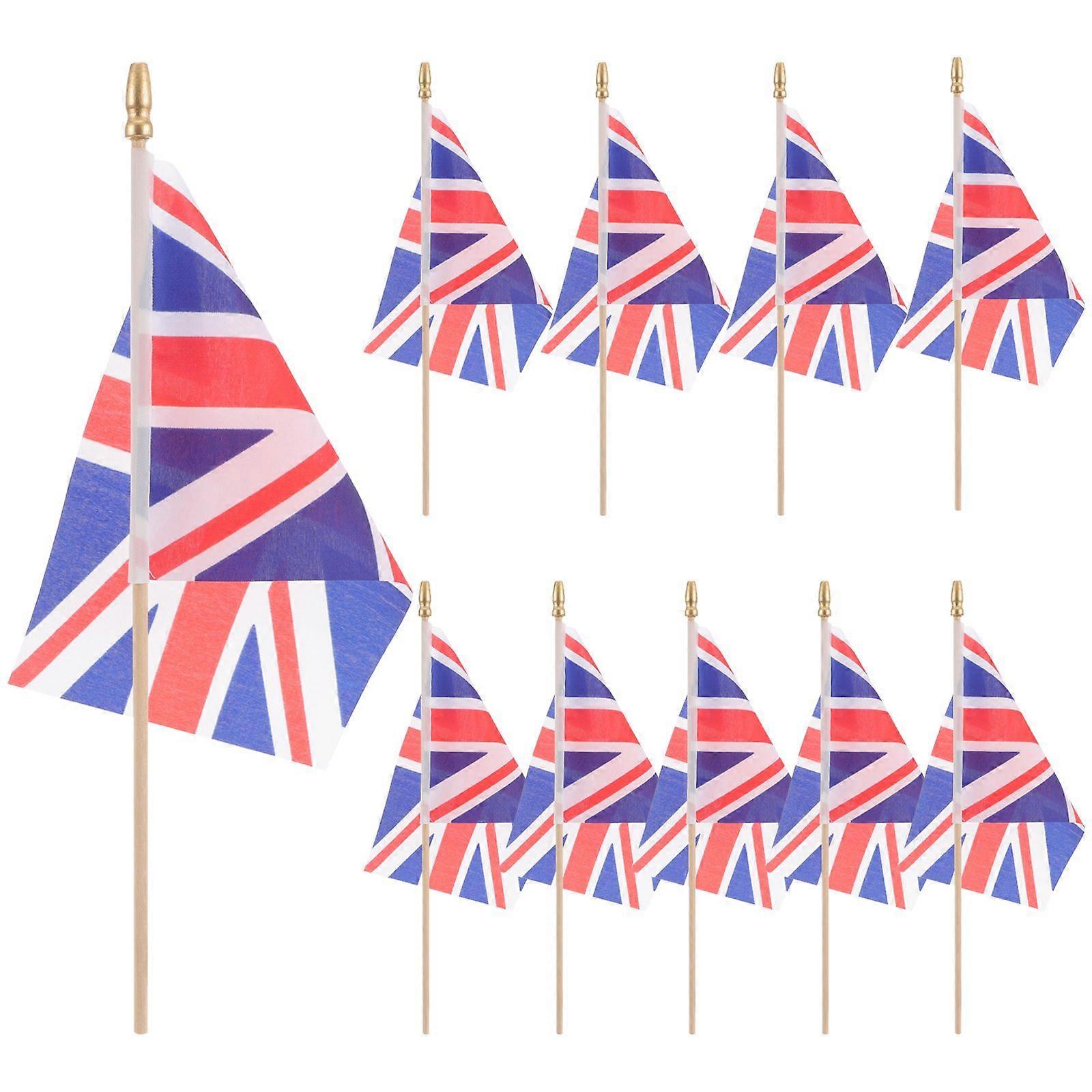 10pcs Decorative UK Flags Small National Flags Handheld Flags Car Flags Decorations