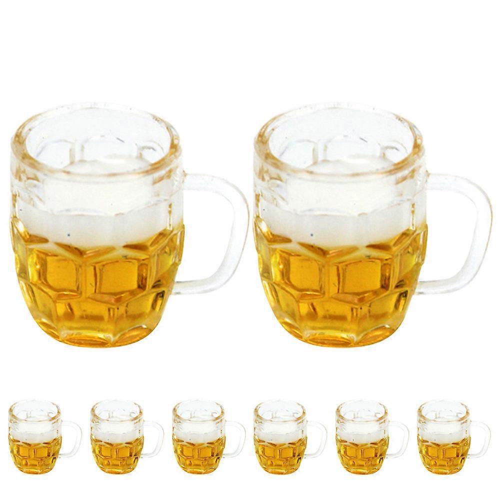 Doll House Mini Beer Mugs Model for Decor 8Pcs Resin Mugs