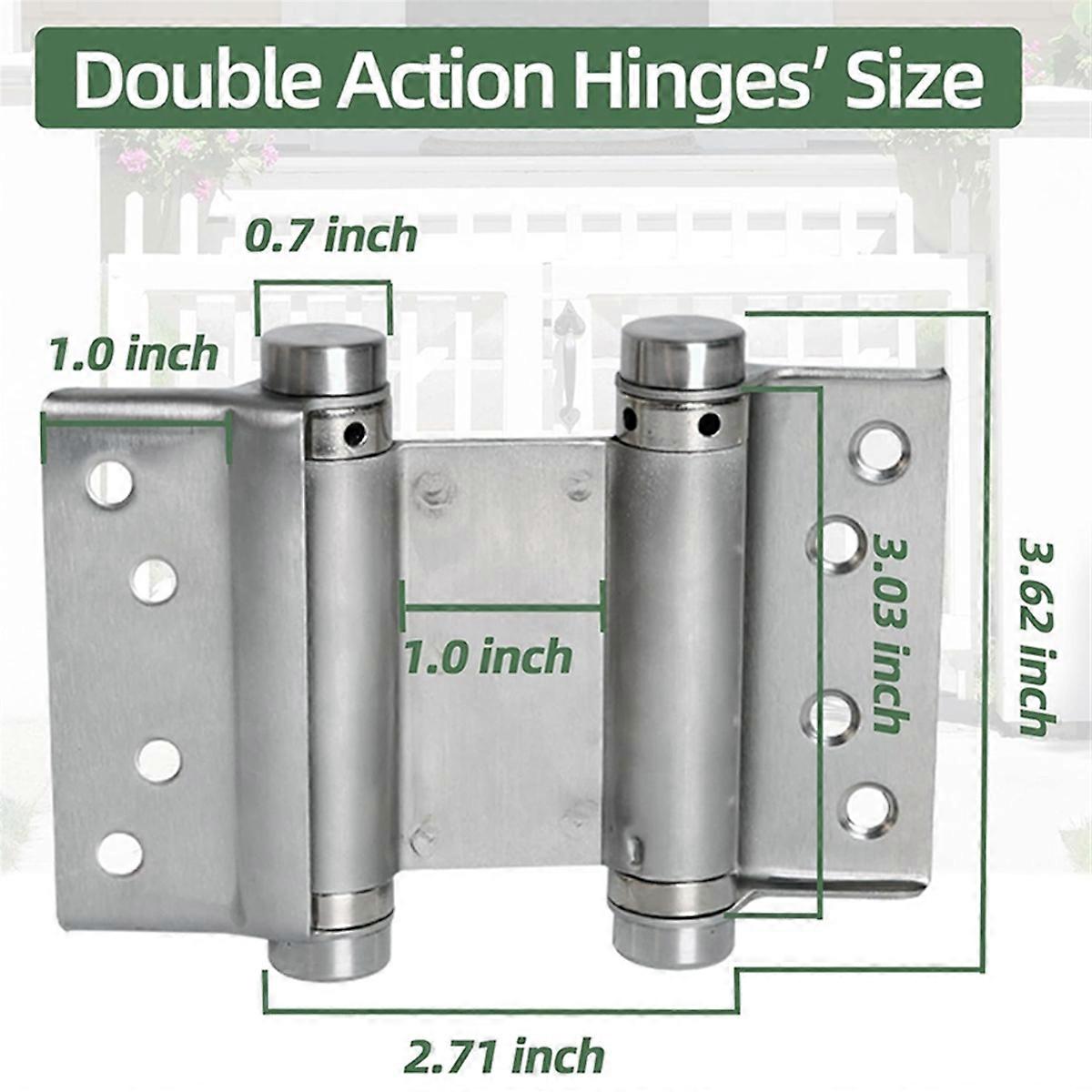 3inch Double Action Spring Hinges, Self Closing Door Hinges for Saloon Cafe Pub Swinging Doors, Including Pins 4-Pack B