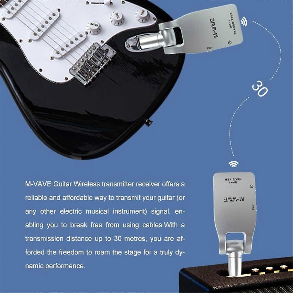 -1 Wireless Guitar System 2.4G Transmitter & Receiver Rechargeable