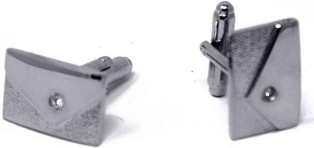 Men's Platinum-Plated Rectangle-Shaped Cufflinks in Gift Box