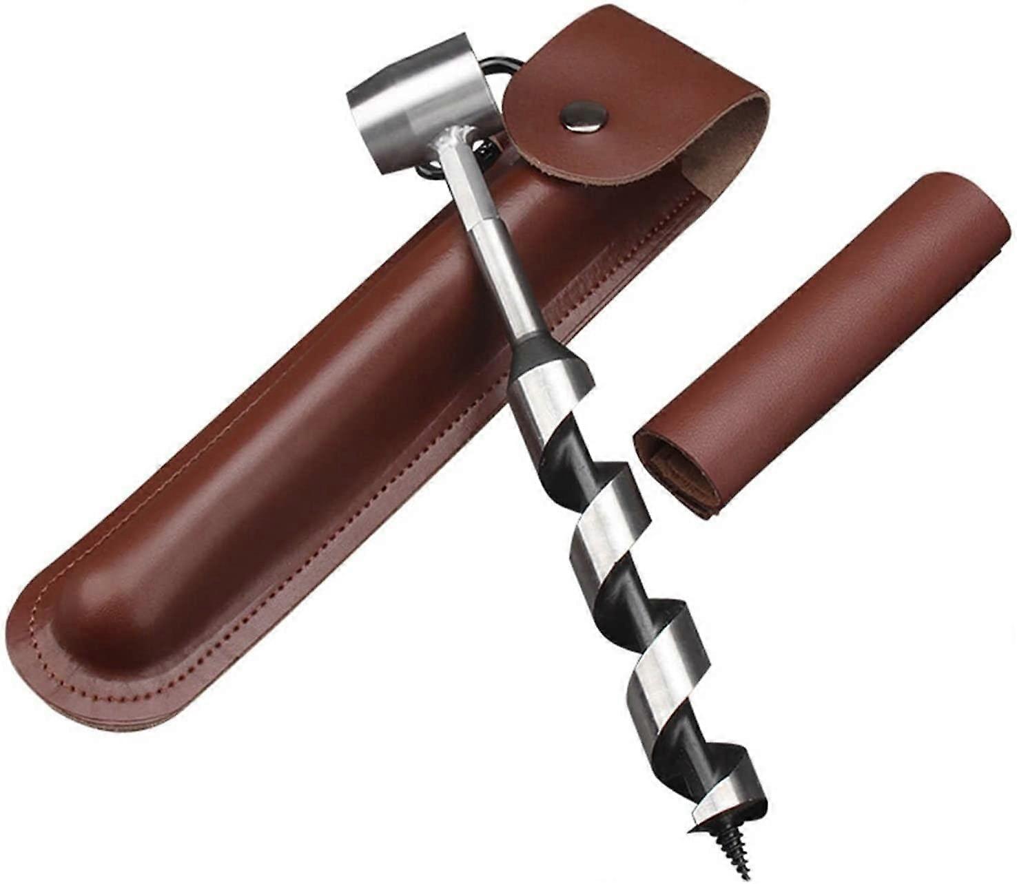 Manual Auger Bit For Woodworking Scotch Eye Hand Drill Bit With Sheath Heavy Duty Steel Bushcraft Tool For Survival