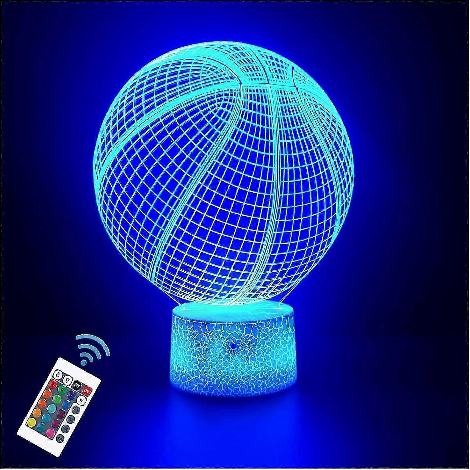 Basketball Night Light,16 Colors Remote Control & Smart Touch Dimmable 3D Illusion Bedside Lamp