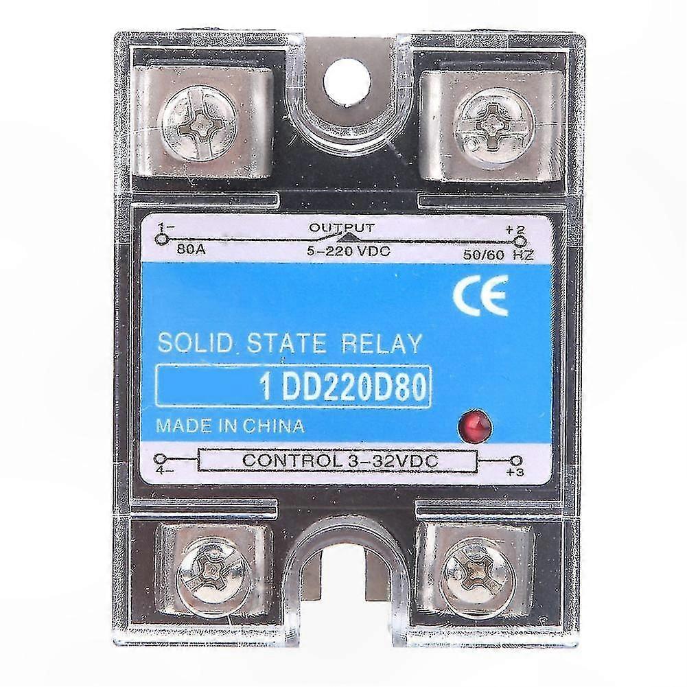 80A DC to DC Solid State Relay with 3-32VDC Control Input and 5-220VDC Output Range