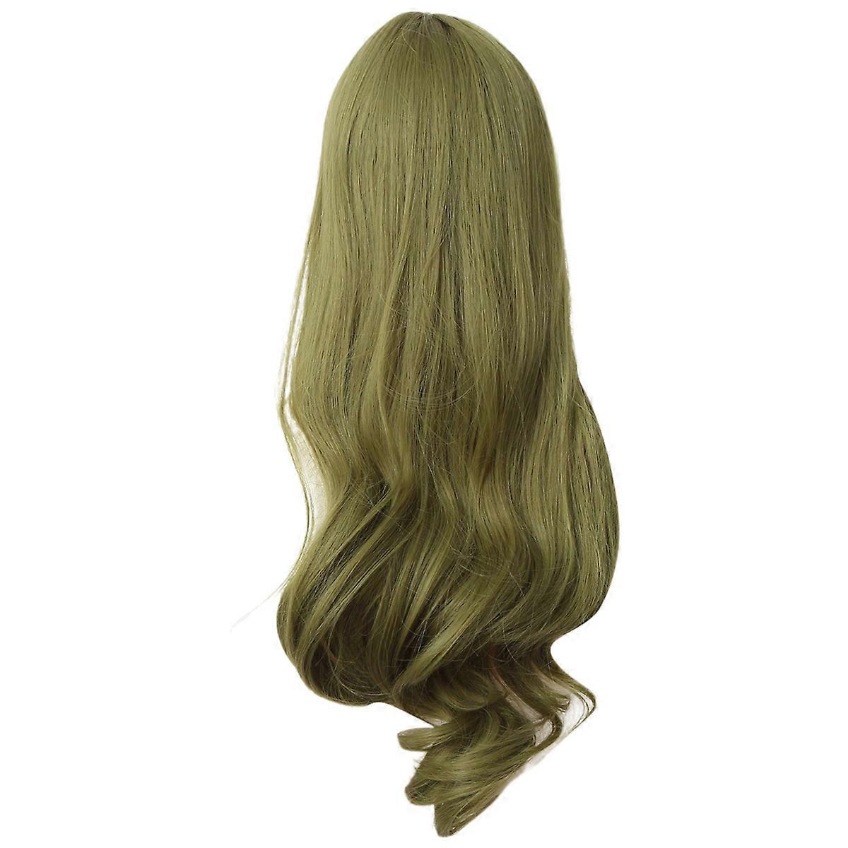 Mint green bangs big wavy long curly hair realistic long wig