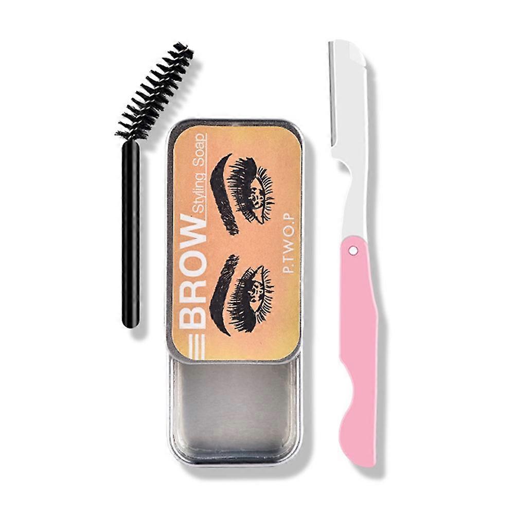 3-in-1 Eyebrow Kit with Soap Brow Styling Brush and Pencil for Natural Long Lasting Defined Brows
