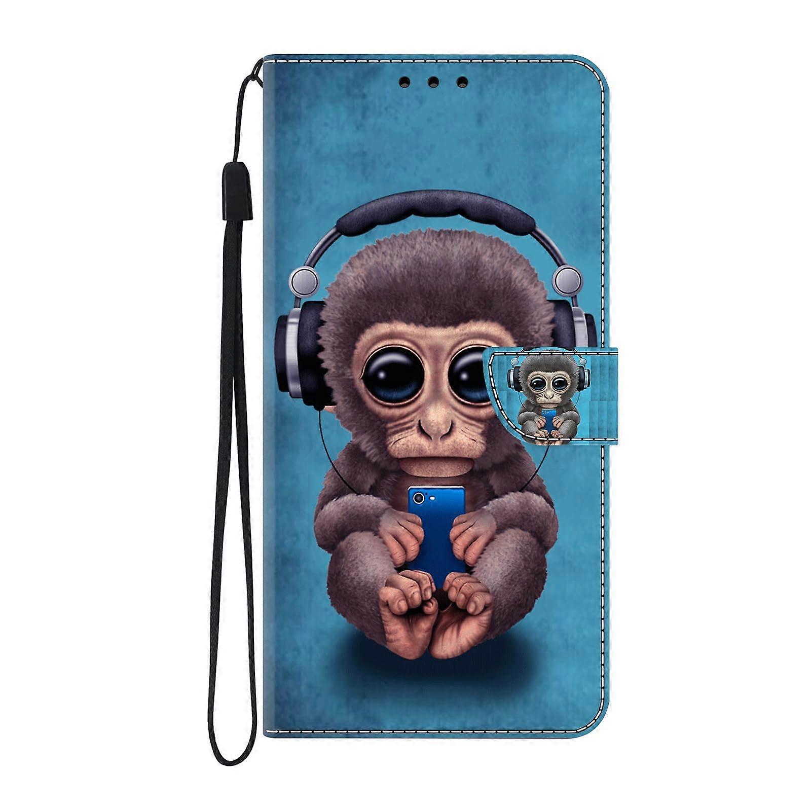 Case 3D  Leather Flip Wallet Glitter Leather Shockproof Cover For Realme 9 Pro Plus Cute Monkey