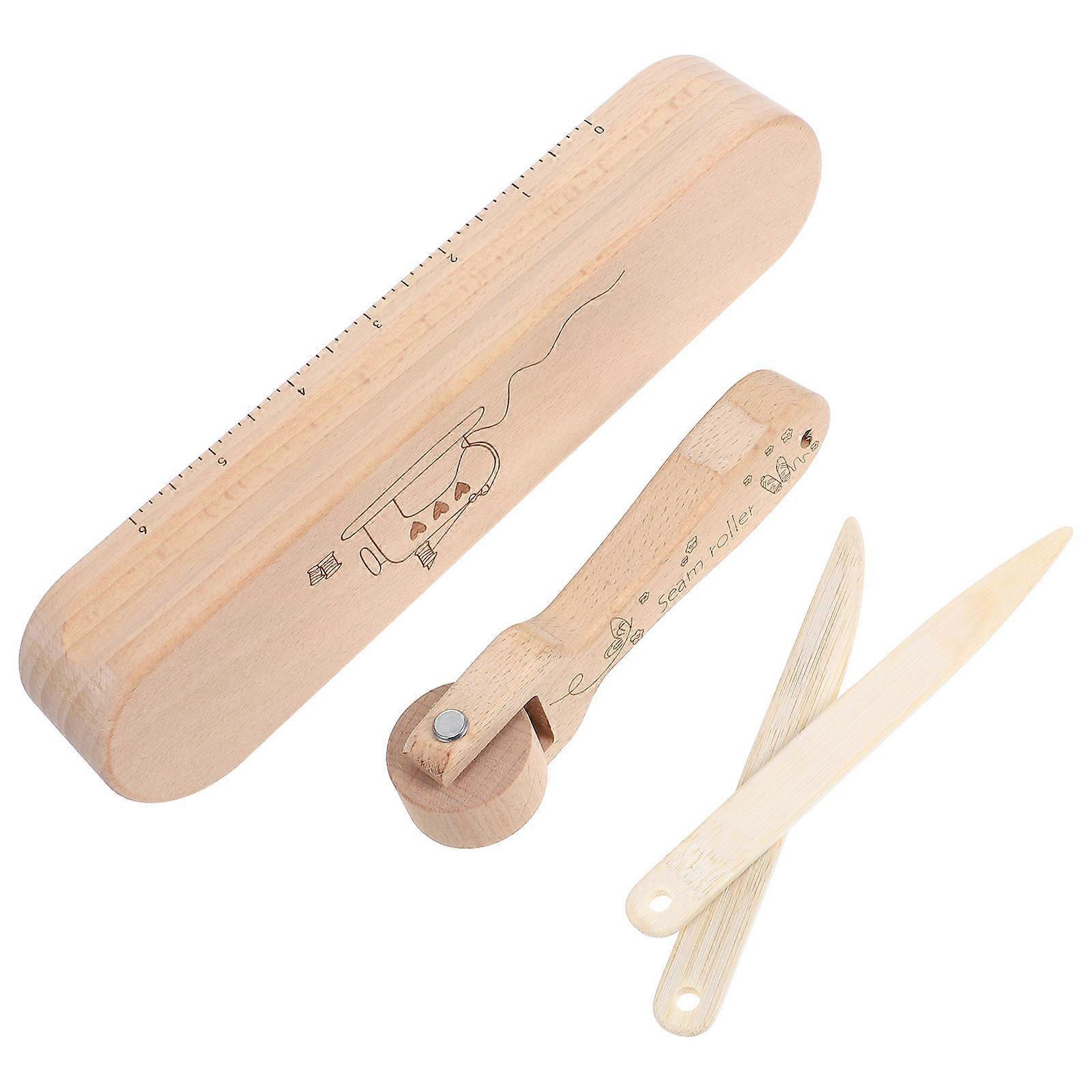 Tailors Clapper Beech Wood Seam Roller for Sewing 12Pcs Press Accessories