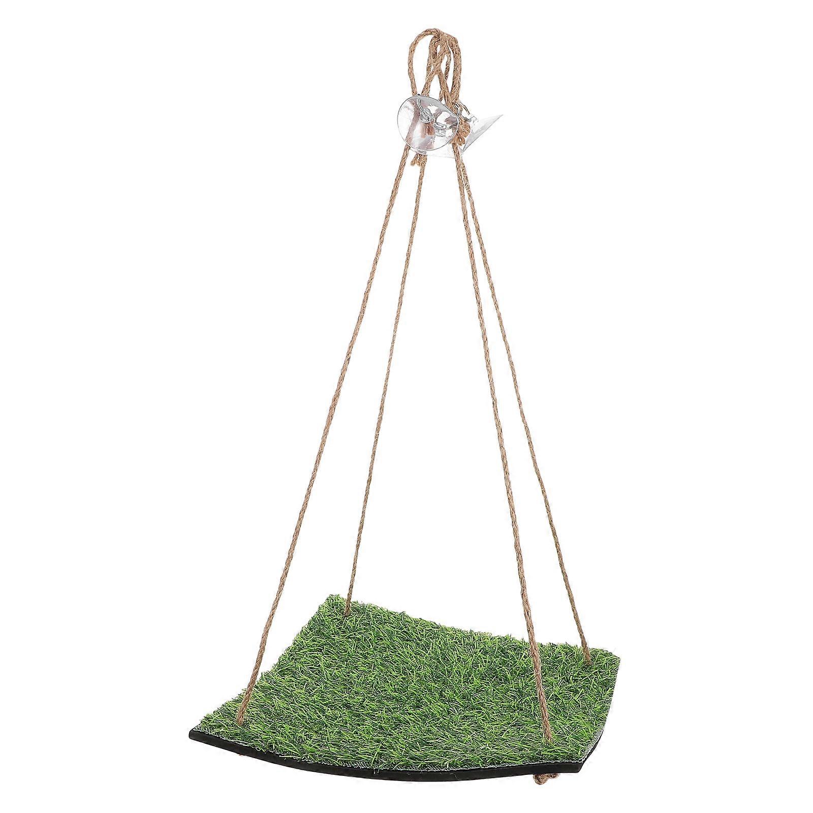 Parrot Hammock Swing for Leisure 5Pcs Green Artificial Grass Hanging Bed