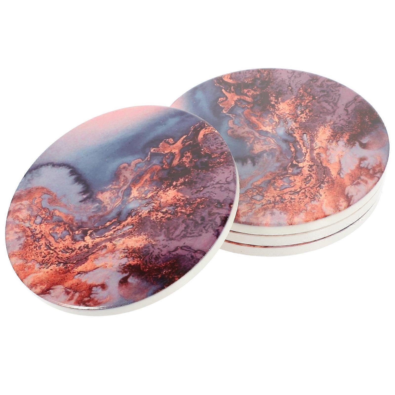 Heat Insulation Ceramic Coaster Non-slip Round Decorative Table Kitchen Living Room 12 Pcs