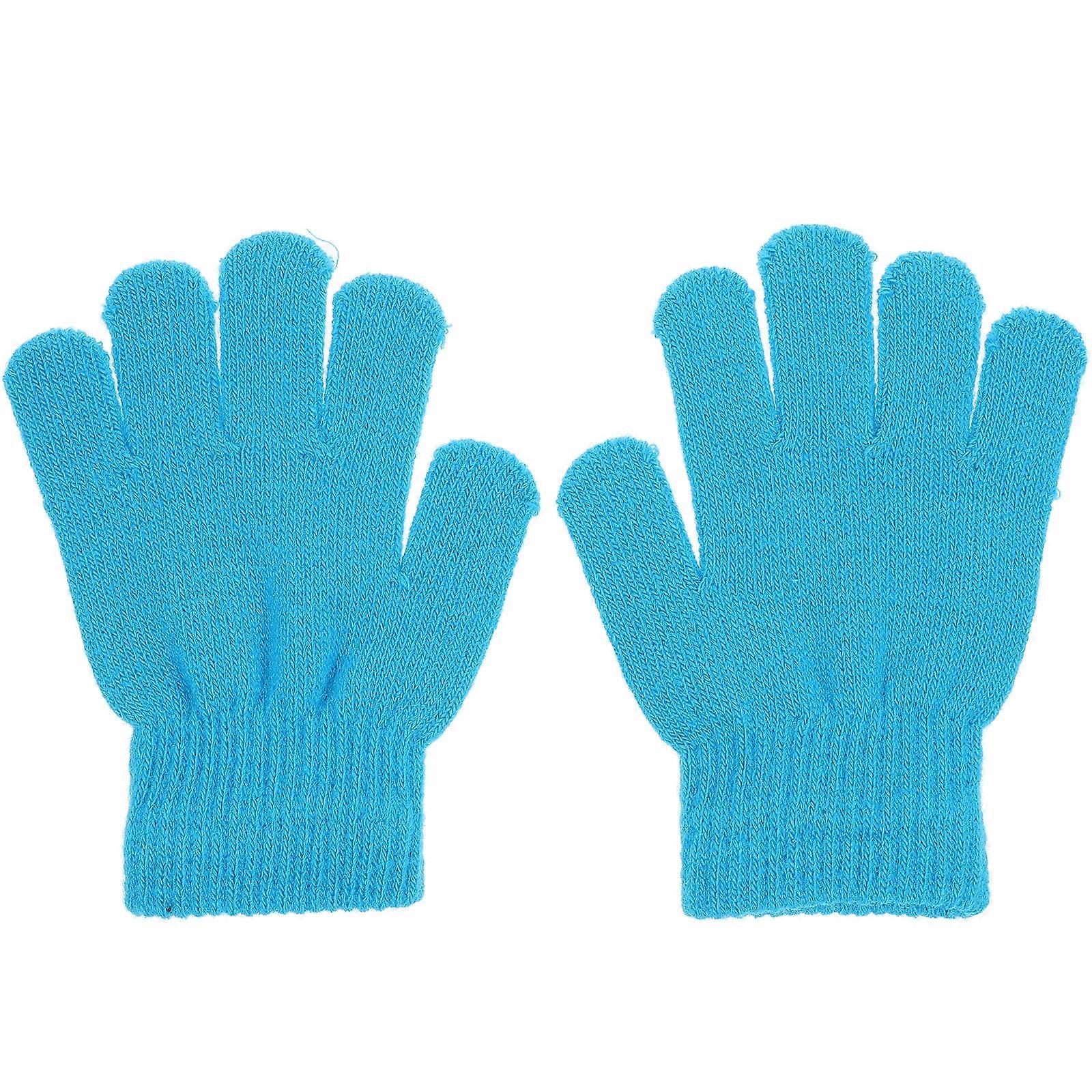 Winter Gloves Five Finger Gloves for Warming Use Kids Blue