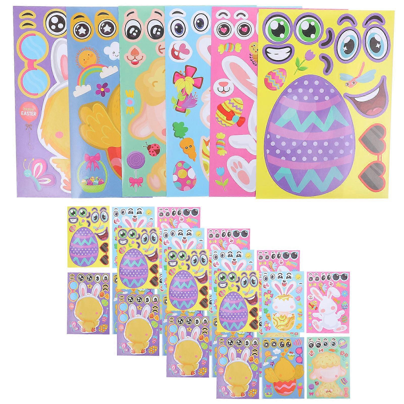 Cartoon Pattern Stickers DIY Easter Puzzle Stickers for Kids 60 Sheets