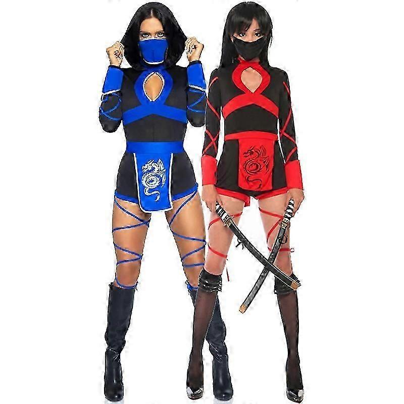 レディースハロウィンドラゴン忍者コスプレジャンプスーツ女性サムライコスチュームレディーファンシードレス衣装