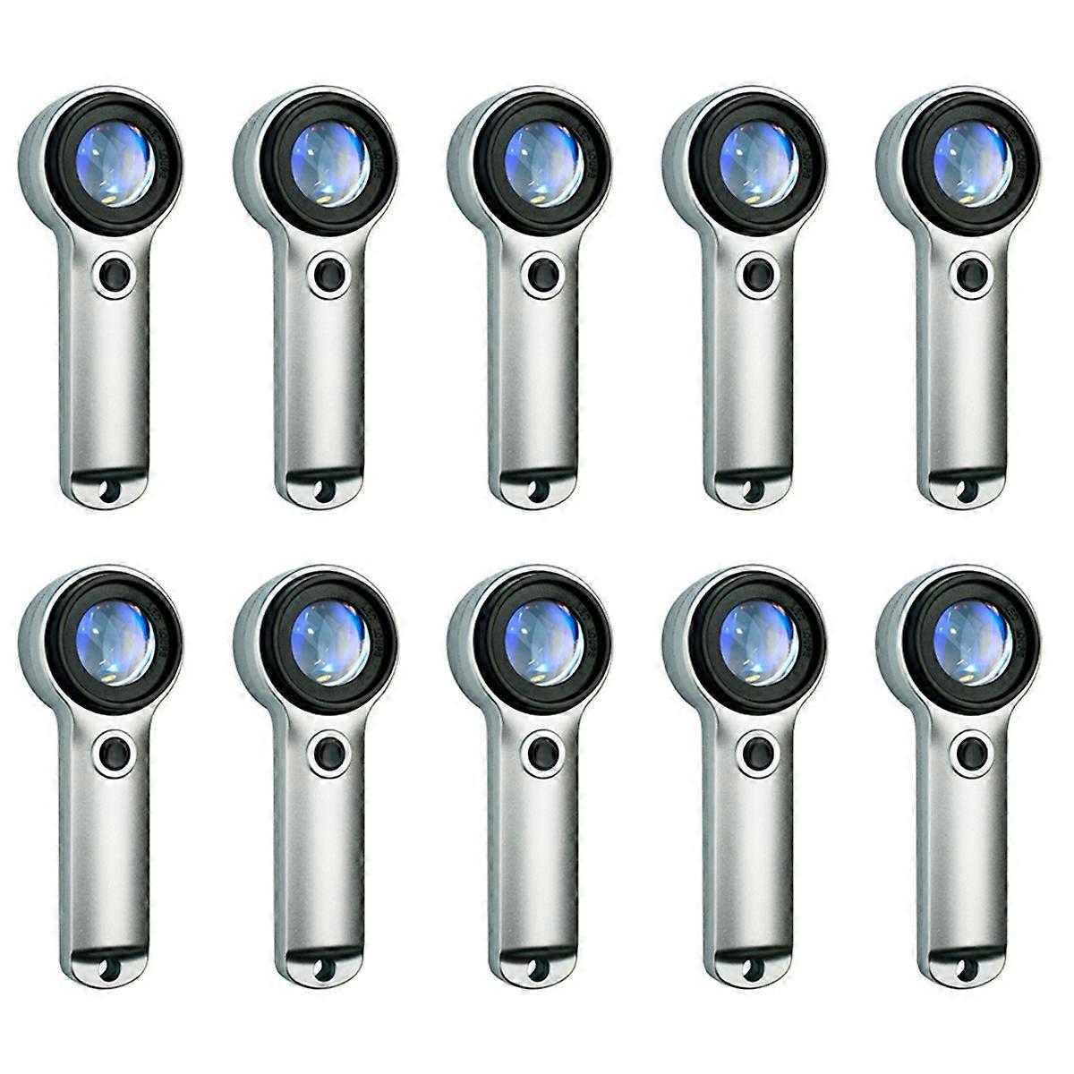 10pcs Handheld Magnifying Glass 30X Usb Charging for Reading Antiques Magnifier Glasses Uv- Light