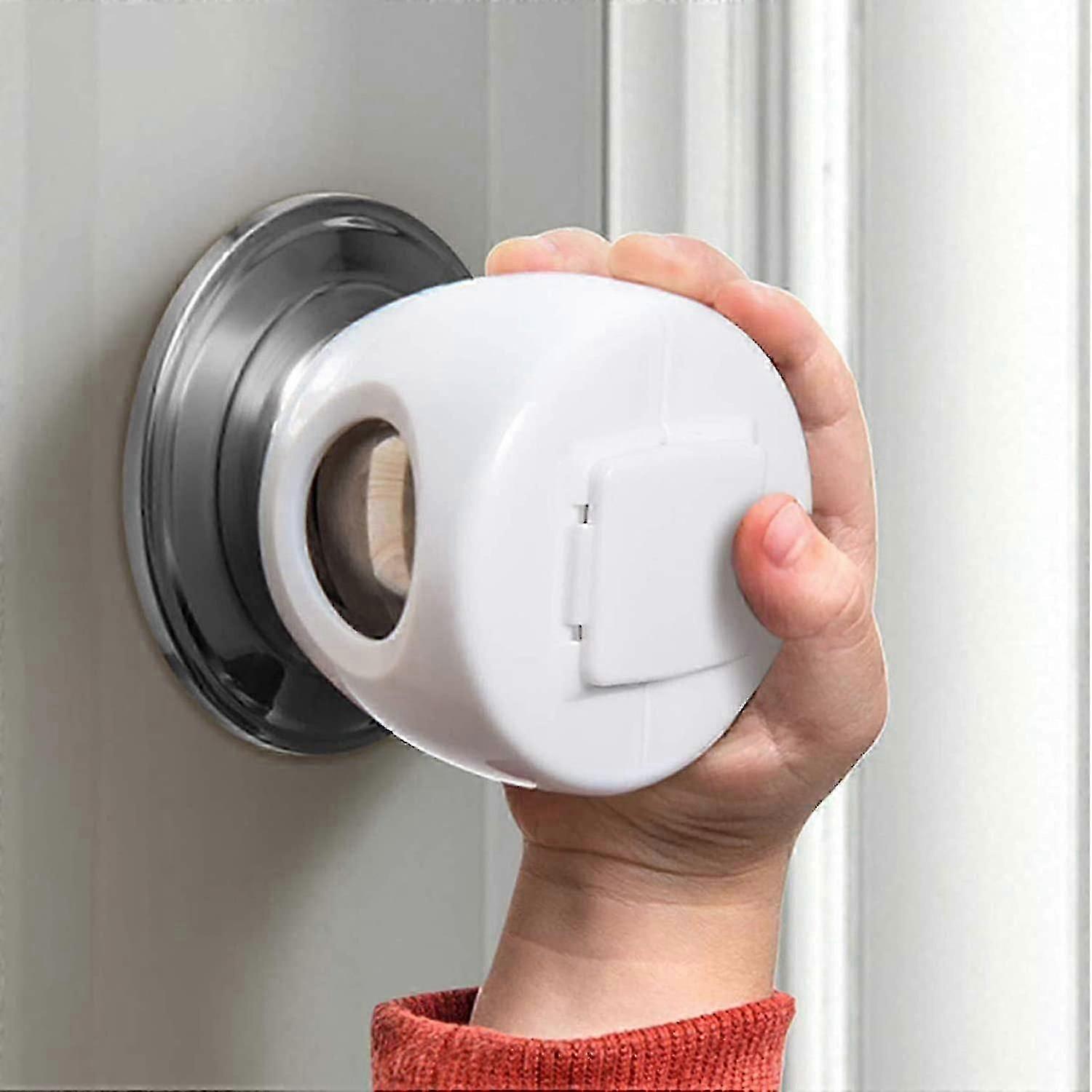 4-pack säkerhetsskydd för barn, barnsäkra dörrknoppsskydd, säkerhetsskydd för dörrknopp med låsbar design för baby