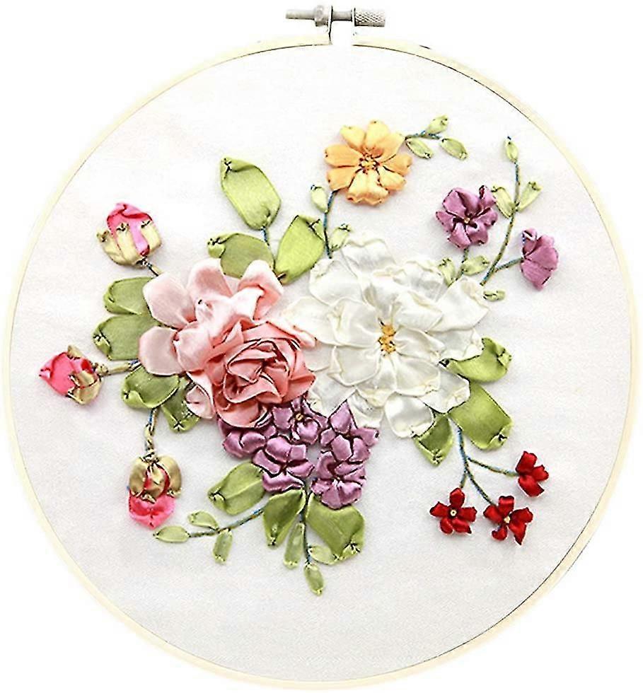 1set كامل المدى التطريز كاتب كيت 35cm Diy ختم الأزهار الحرير الشريط التطريز المبتدئين كيت الصليب غرزة 3d طقم التطريز للفن الخياطة الحرفية