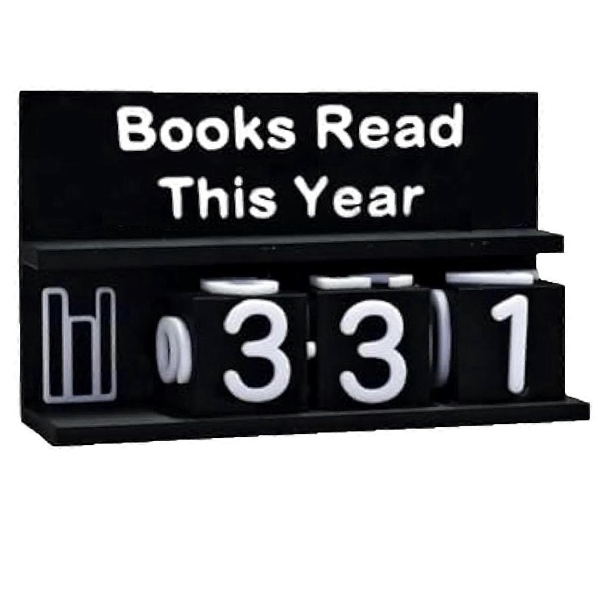 Bookshelf Decor Book Read This Year Counter, 3d Challenge Reading  , Reading Challenge Gift, Number-Blocks Sign A