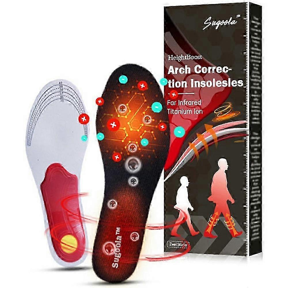 SUGOOLA Infrared Therapy Arch Support Insoles - Height Increase Shoe Pads for Orthopedic Use