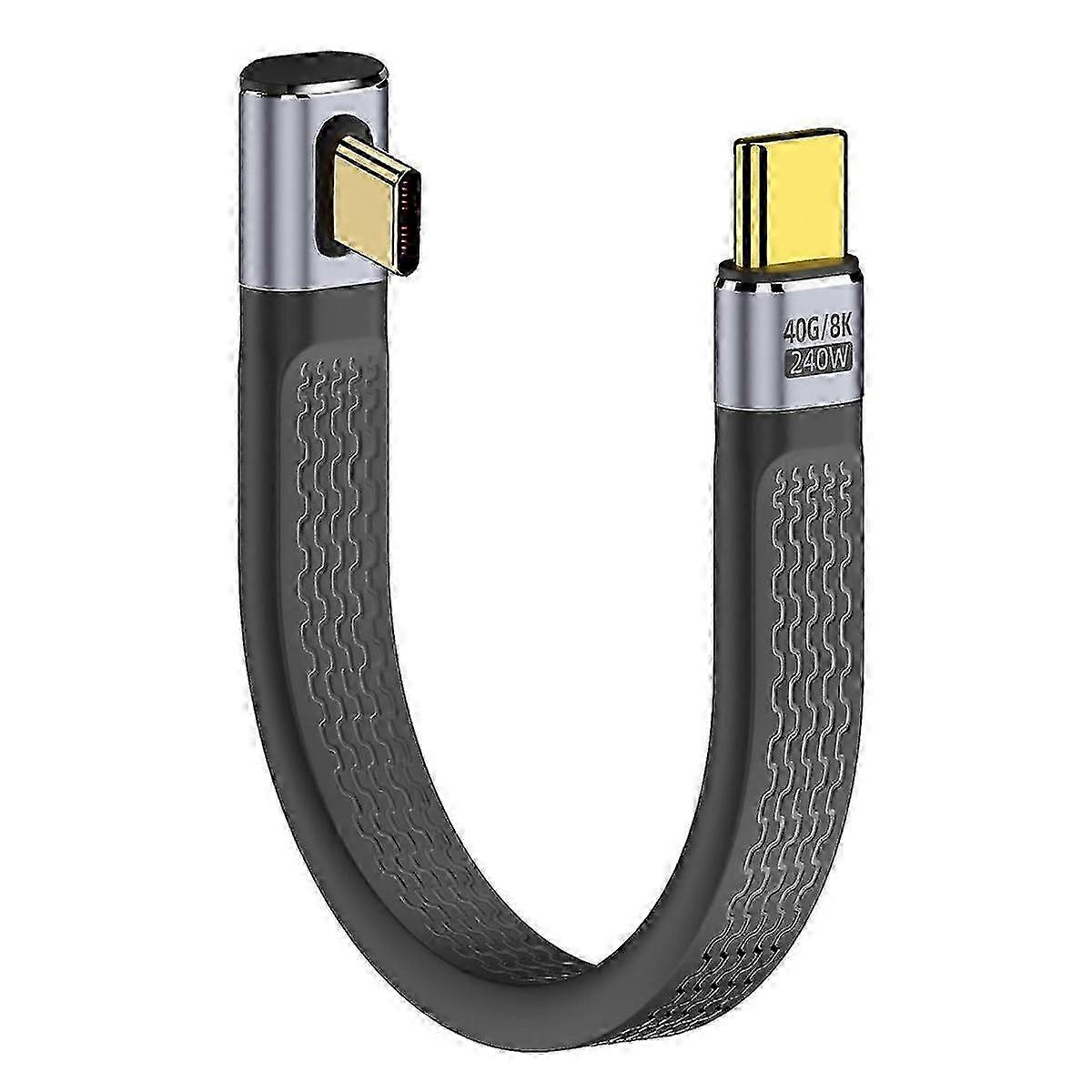 UC-002-0.13L 13cm Low Profile Angled 240W Type-C Male to Male USB4 40Gbps 100W 8K Flat FPC Data Cabl 25-26s