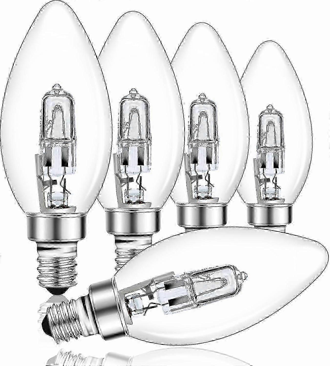E14 28W ハロゲンキャンドル電球 調光機能付き 透明ガラス C35 E14 SES 小型エジソンねじ込み電球 シャンデリア用ハロゲンキャンドル電球 230V 5個パック