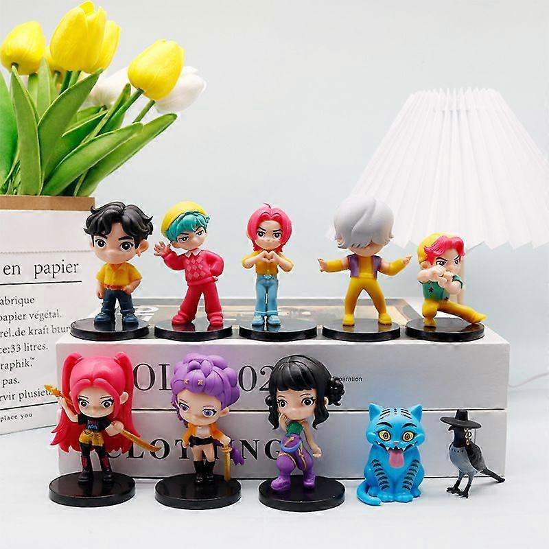 10Pcs K-POP Demon Hunter Dolls Action Figure Toy Rumi Mira Zoey Purple Tiger For Fans Birthday Gift