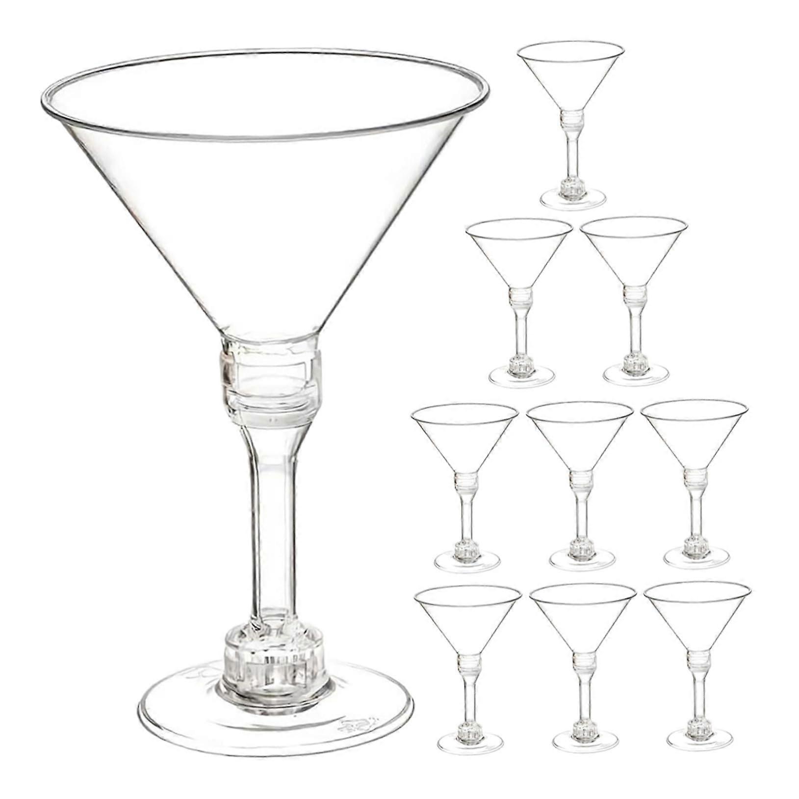 Plastic Cocktail Cups 10Pack Fluted Goblets Barware Glasses Wedding Party Supplies
