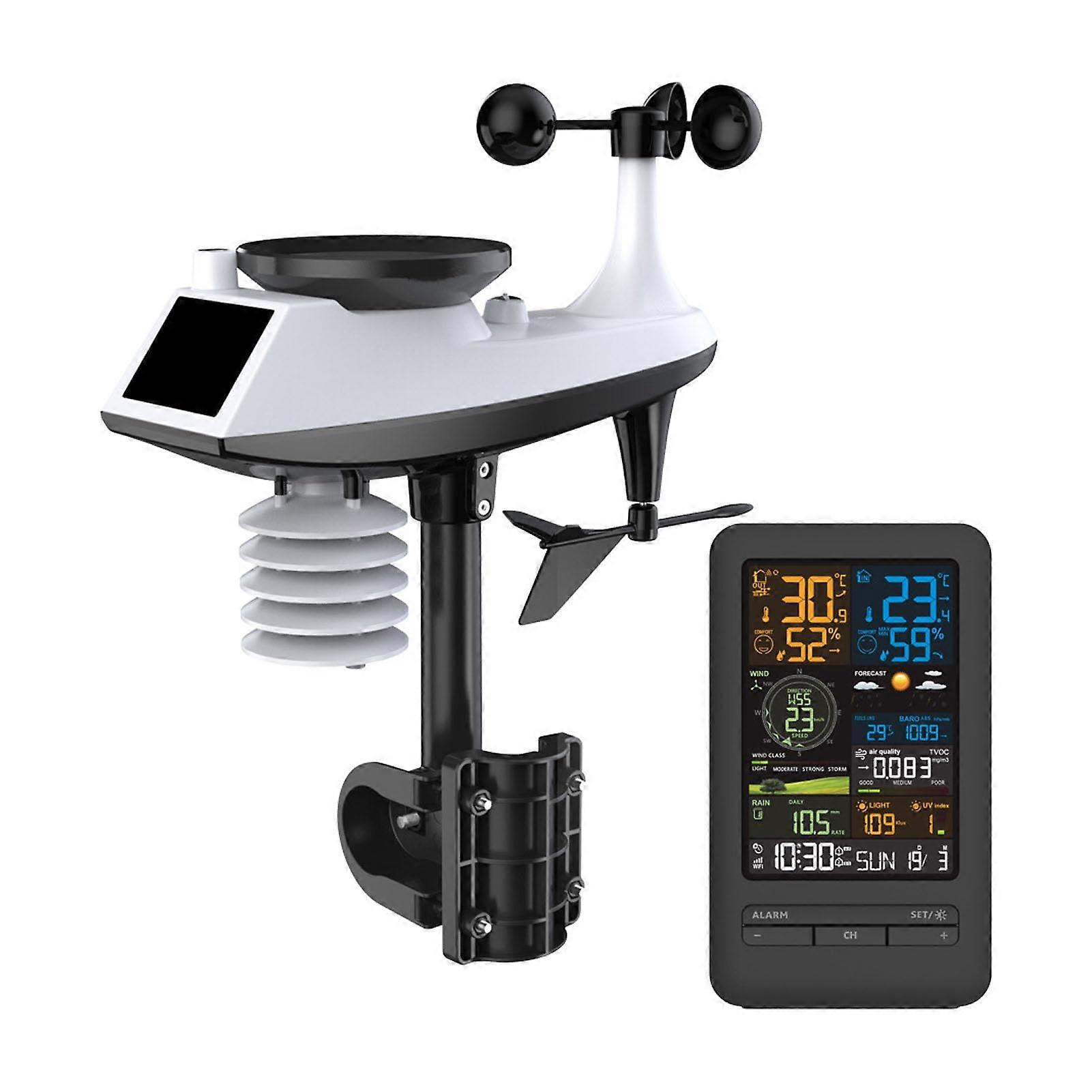 WiFi Smart Weather Station Outdoor Sensor Color Screen Digital Clock Weather Forecast Rain Gauge Wind Speed Direction