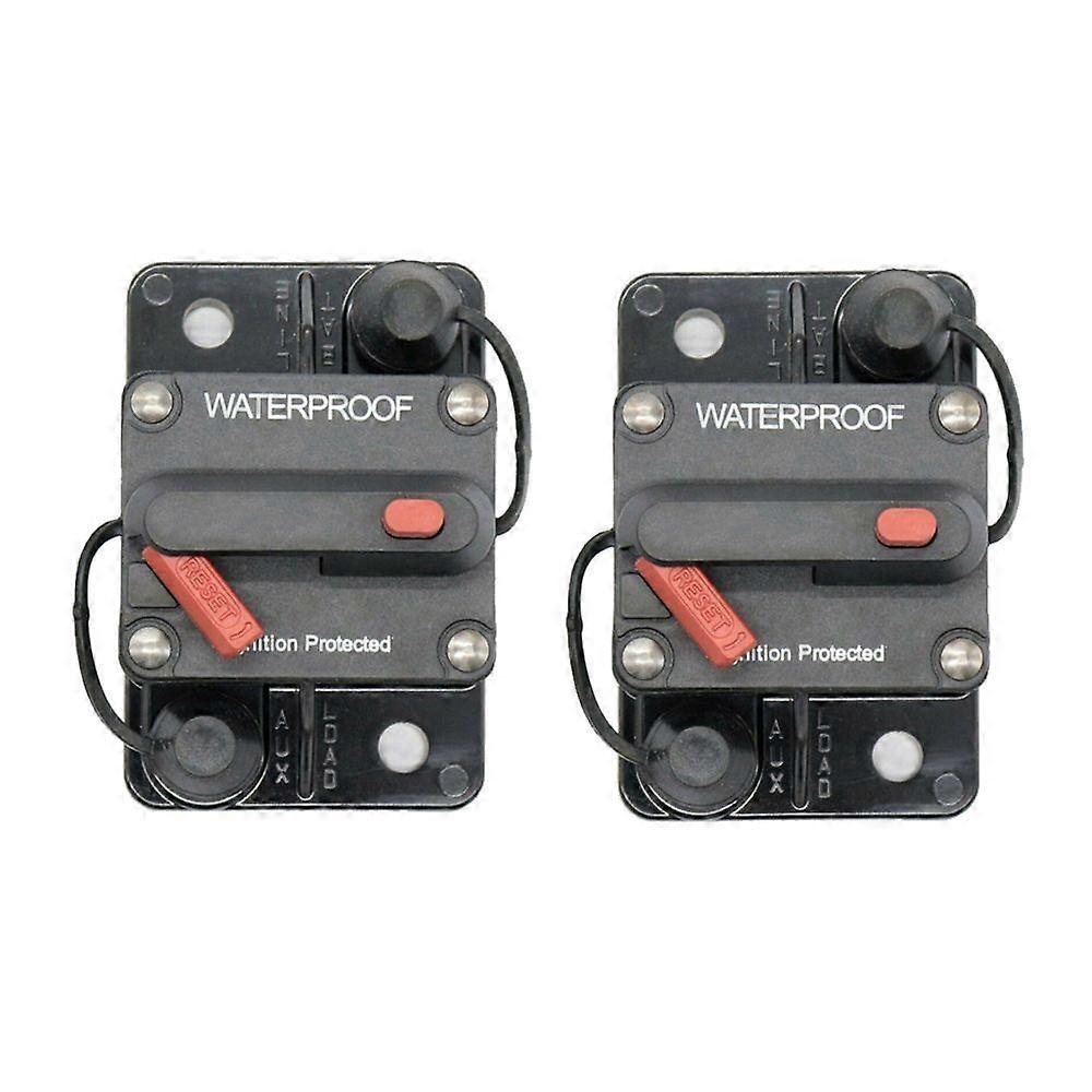 2 Pieces 12V/32V In Line RV Car Circuit Breaker Manual Reset Fuse Holder 30A 50A