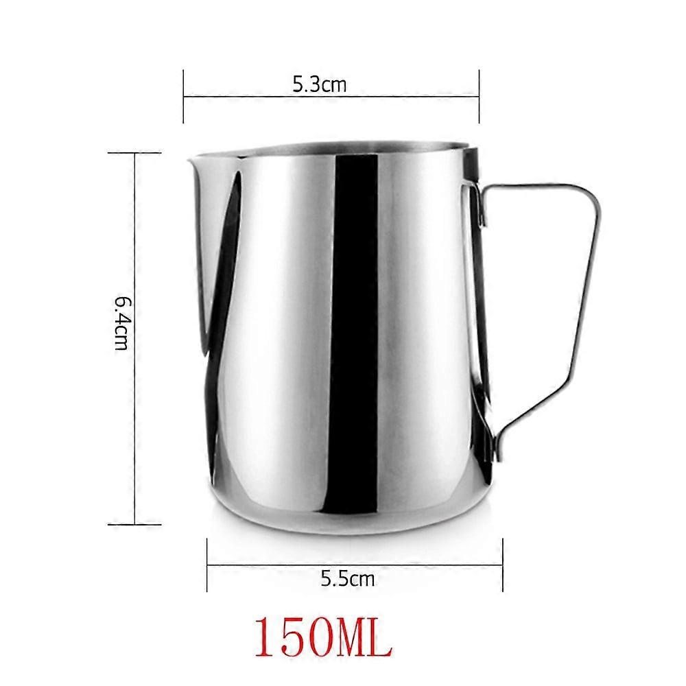 Stainless Steel Milk Frothing Pitcher with Clear Scale & Latte Art Pen, Barista Tool for Espresso, Cappuccino, Coffee Machine - Compatible with Most