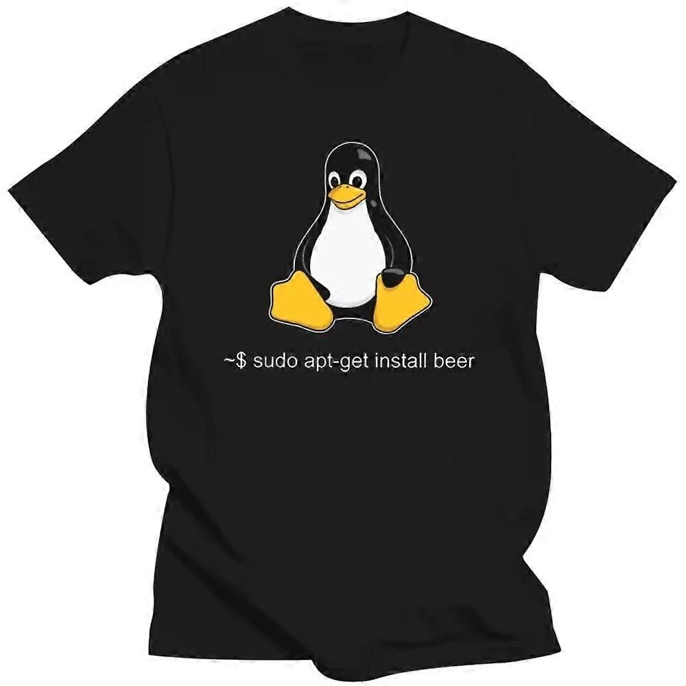 Zabawna koszulka męska z krótkim rękawem i nadrukiem "Linux Sudo Get Me A Beer" z krótkim rękawem i napisem "Pingwin Programista Komputerowy Programista Geek Nerd"