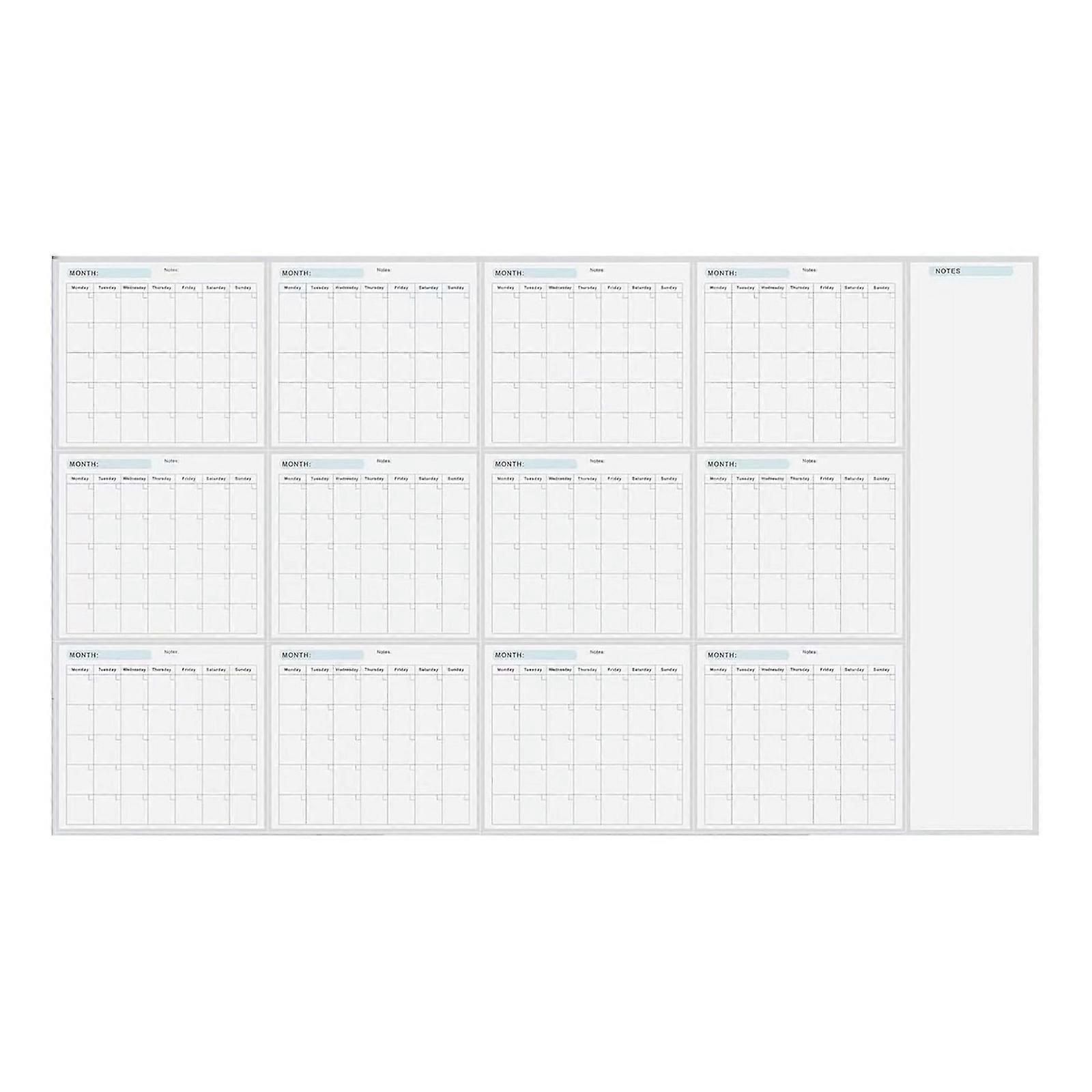 Erasable Wall Yearly Calendar Planner Undated Full Year to View Calendar Yearly Planner 58.27x34.25Inch for Scheduling Multicolor
