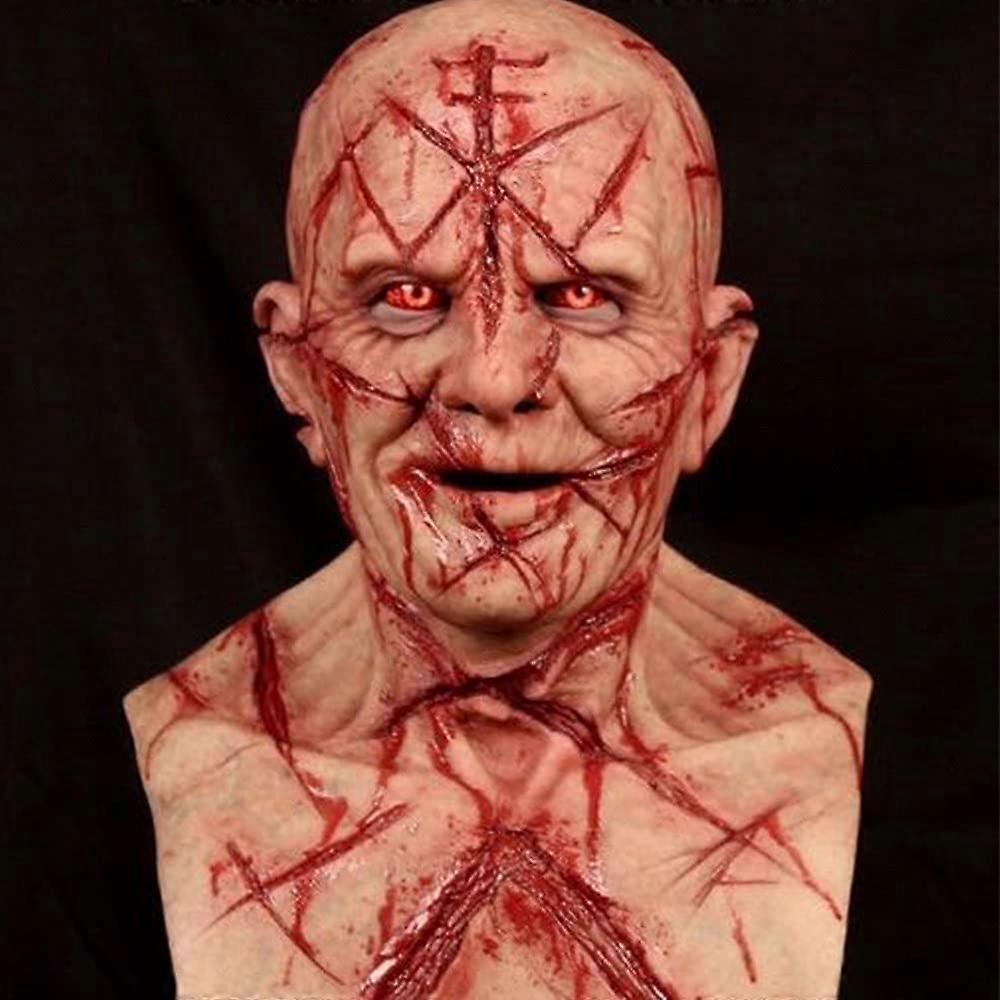 2023 Halloween Mask Smiling Demons Horror Evil Face Skull Prop Double Layer Tear Open Unisex One Size