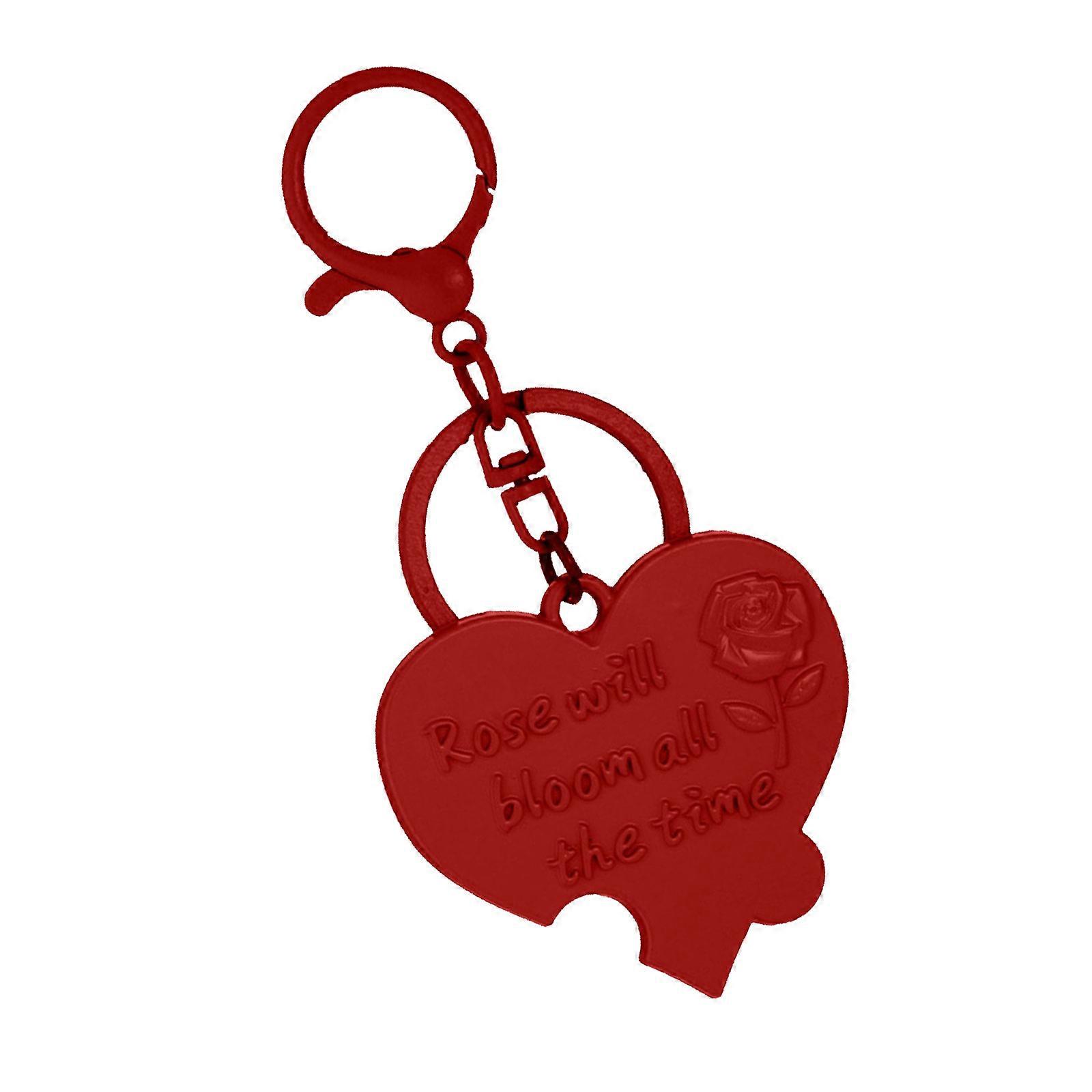 Stylish Alloy Love Letter Keychain Sturdy Lightweight Accessory Unisex Heart Shaped Key Ring For Everyday Use  Red