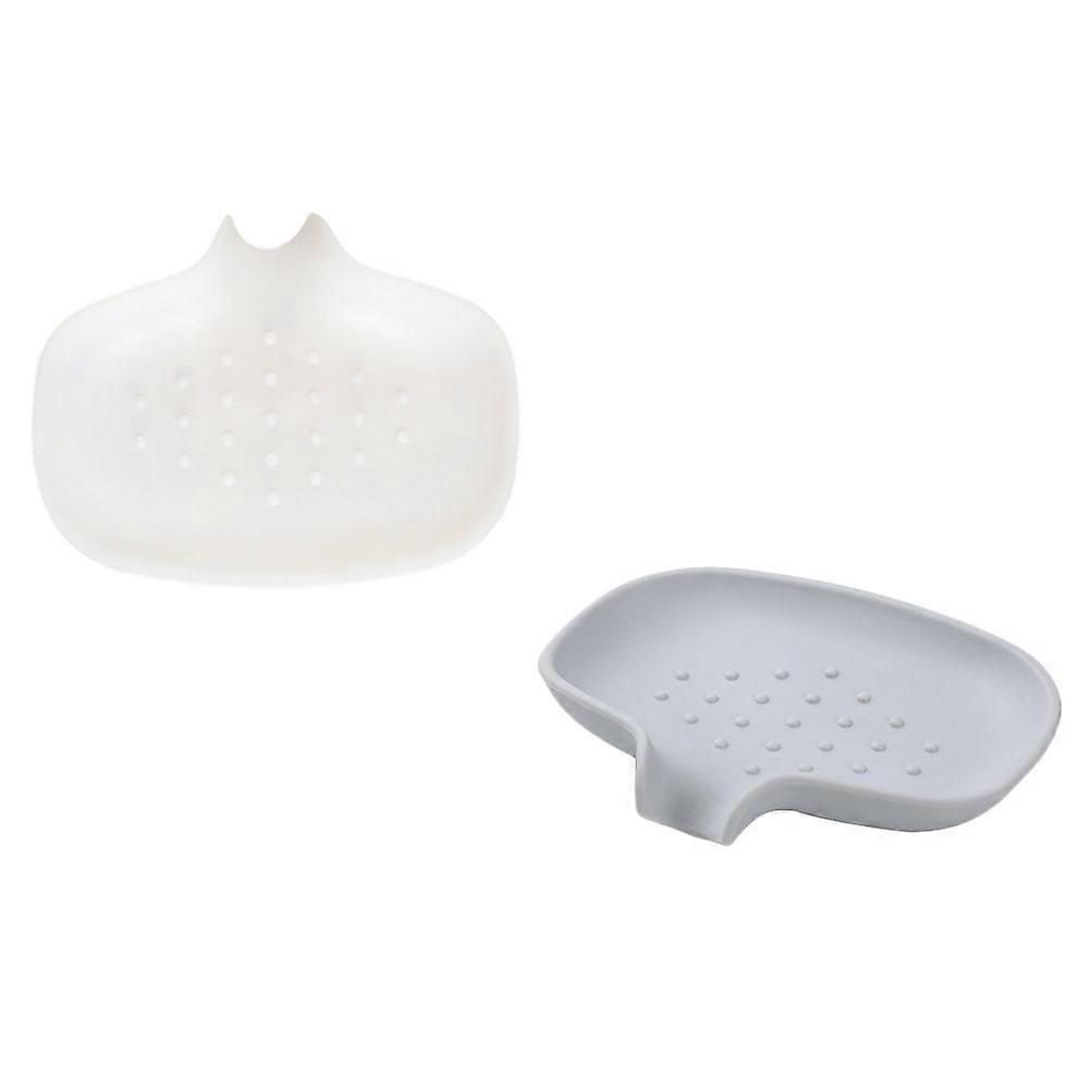 2Pcs Soap Box Soap Case Bathroom Soap Holder Soap Container (White, Grey)