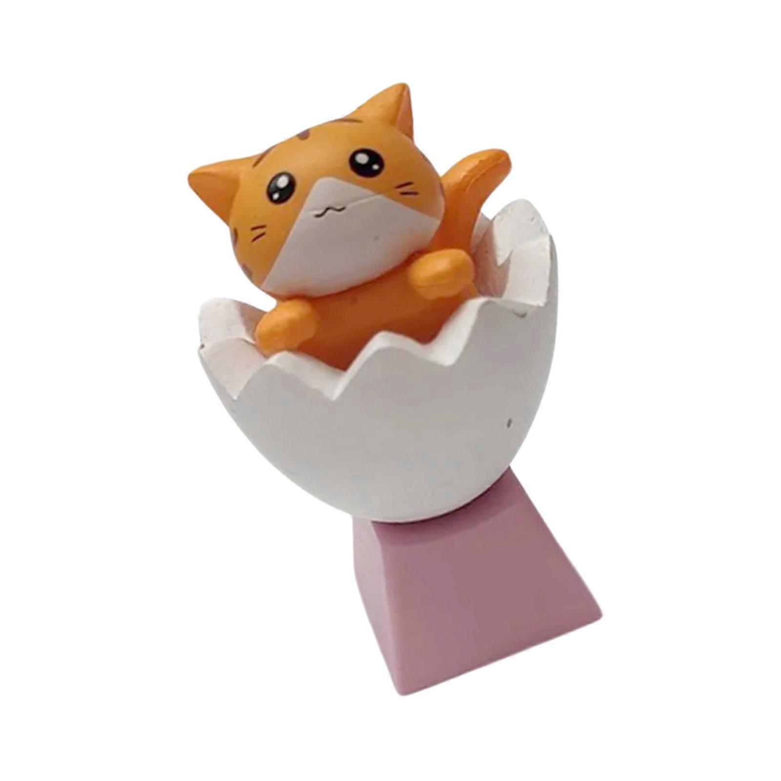 Artistic Handmade Eggshell Kitten Keycap Crossed Stem Compatible Mechanical Keyboards Accessory For Gamers And Typists  yellow cat
