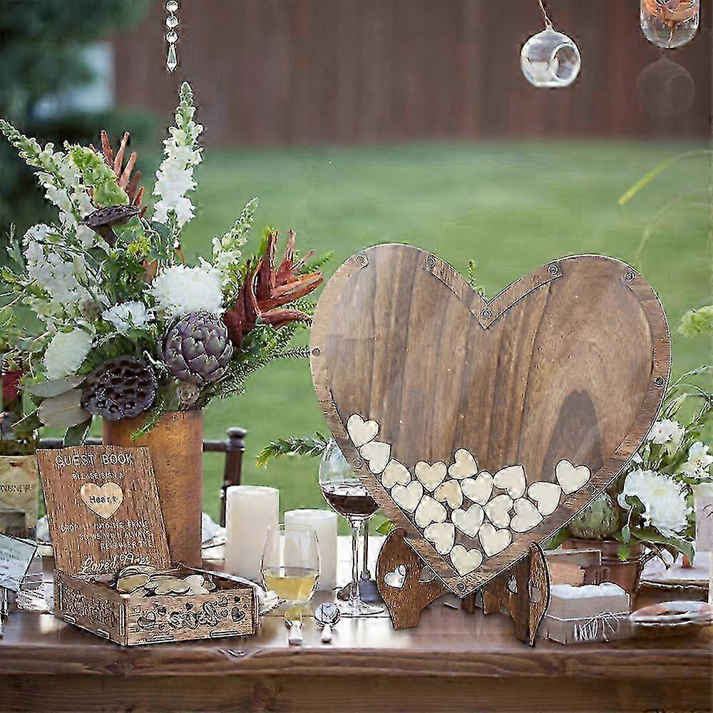 Rustic Wedding Guest Book Heart Drop Guest Book Sign Box Container