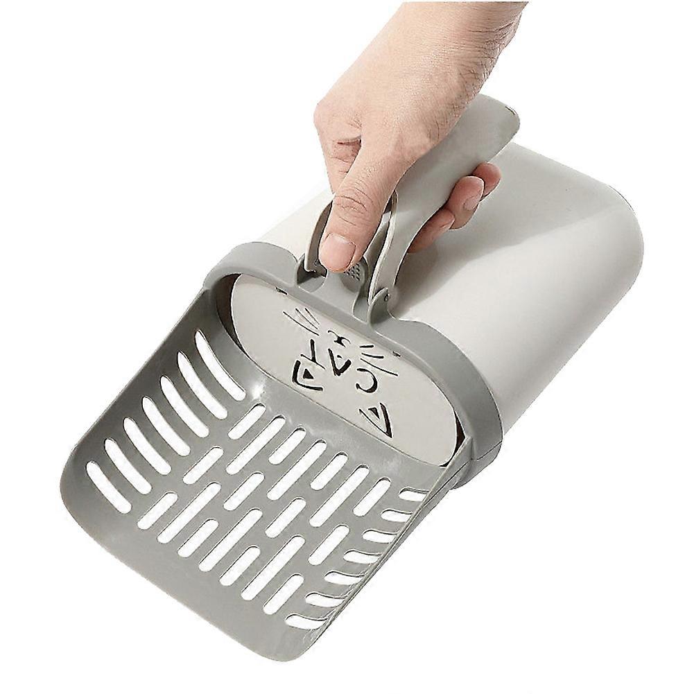 Efficient Cat Litter Scoop with Integrated Trash Bag Dispenser - Deep Cleaning Pet Litter Box Tool
