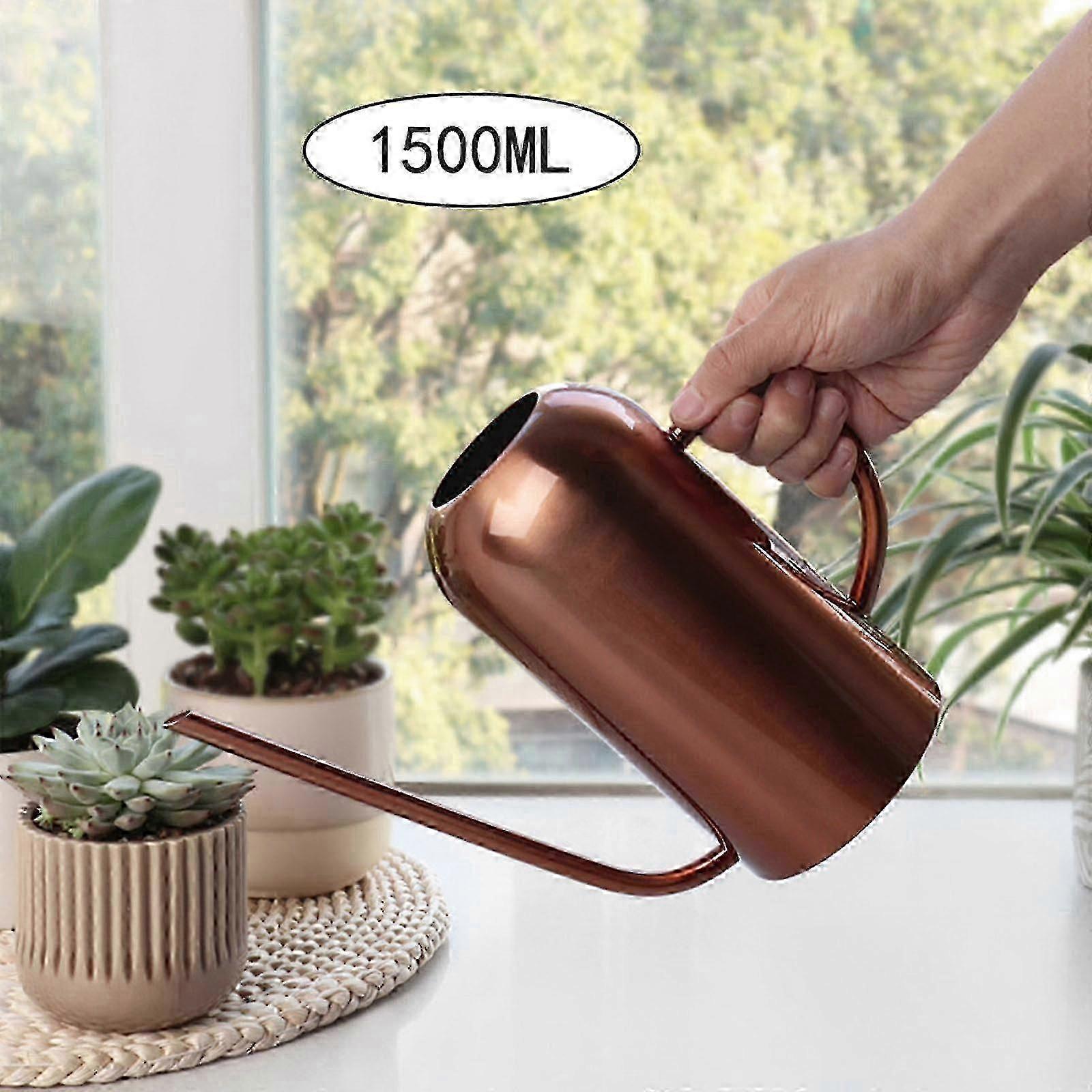 يمكن سقي الفولاذ المقاوم للصدأ سقي يمكن - 1.5L المعادن سقي يمكن مع صنبور طويل لمنع الانسكاب ، يمكن سقي نبات مثالي للخارجية وفي