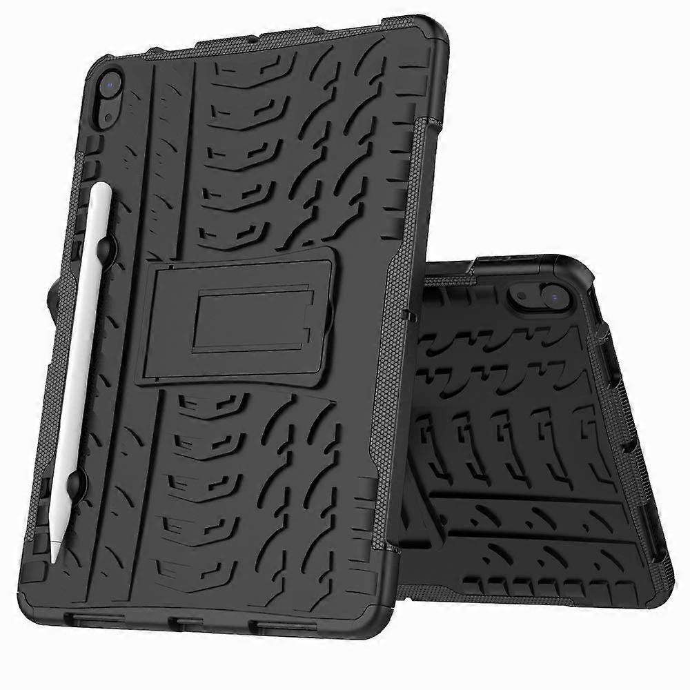 10.9 Inch Tablet Case with Folding Handle Stand Tyre Texture TPU PC Cover Black for iPad Air 4 2020