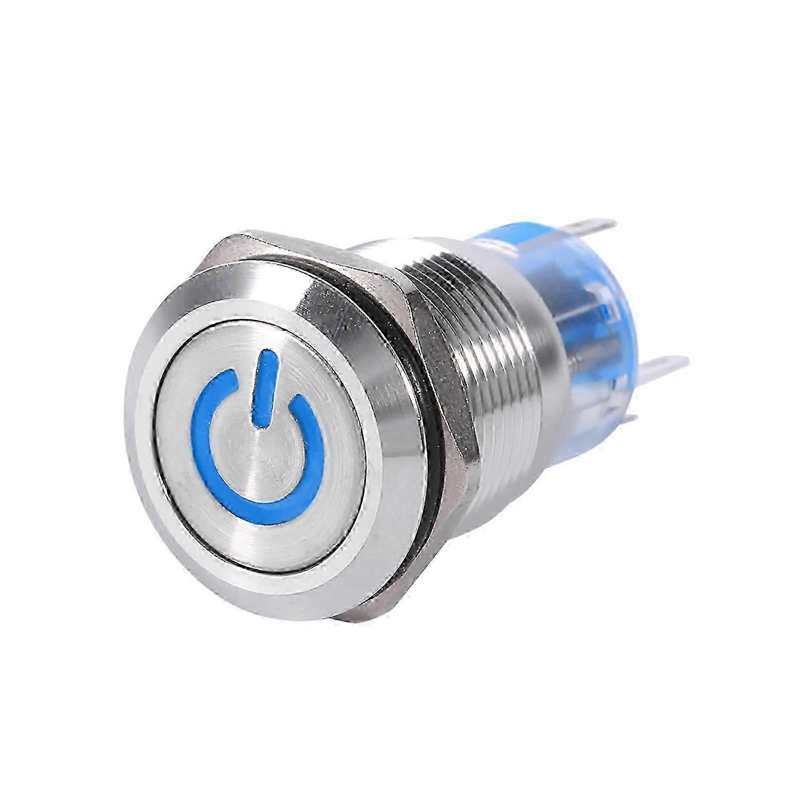 19mm 12V?24V Waterproof Stainless Selflocking Latching Push Button Power Switch Blue LED