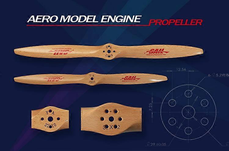DLE SAIL  Specific German Beech Wooden CW Propeller Paddle (with Mounting Holes) For DLE Engine