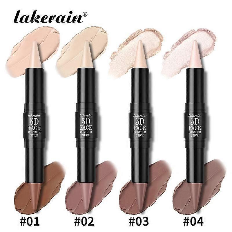 Dual-Ended Contour & Highlighter Stick, 2 in 1 Creamy Matte Bronzer for Sculpting & Pearlescent Highlighter for Glowing Lift, Waterproof, Sm