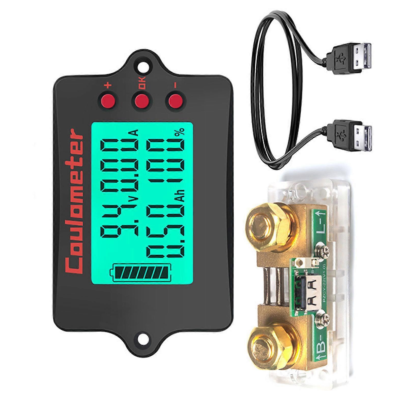 Single Screen Battery Coulomb Meter 8V to 120V Precise Amp Meter for Efficient Charging Management Multicolor